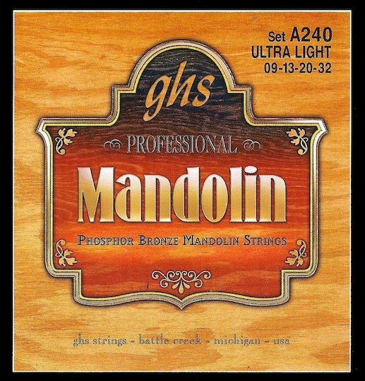 GHS Strings Phosphor Bronze Mandolin Strings Set Phosphor Bronze Mandolin 9 - 32 Inches Ultra Light