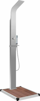 vidaXL Stainless Steel Outdoor Shower with Wooden Stand 210x62x80cm