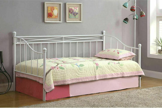 Marin Daybed Κρεβάτι Μονό Μεταλλικό Άσπρο για Στρώμα 90x190cm