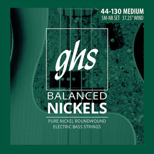 GHS Strings Комплект Чист никел Хорди за Бас Balanced Nickels Set Среден 5-струнен 44 - 130"