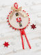 Hanging Nutcracker Ornament Wooden Red