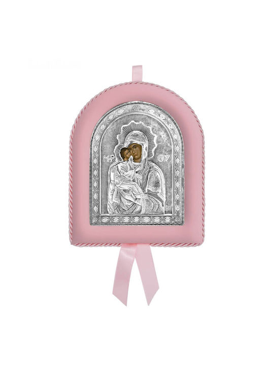 Silberne Ikone für neugeborenes Mädchen Jungfrau Maria von Akathistos 17x14cm