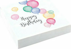 Party Napkins Happy Birthday Napkins White 33x33cm. 20pcs