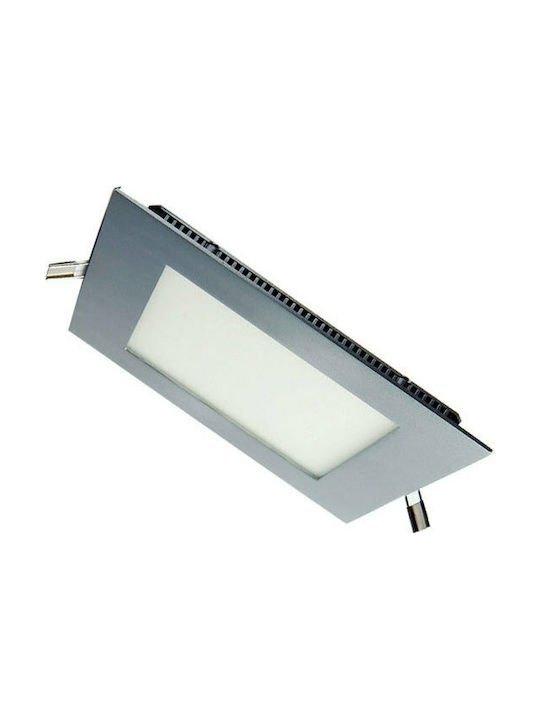 Atman Pătrat Metalic Spot Încorporat cu LED Integrat și Lumină Alb Cald 3W Argint 8.5x8.5cm.