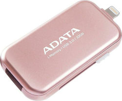 Adata i-Memory UE710 32GB USB 3.0 Stick cu conexiune Fulgerul & USB-A Roz