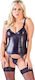 Cottelli Collection Matte Basque with String Seturi de lenjerie sexy Black 263254310211