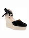 Hamptons Damenplattformen in Stil Espadrilles Schwarz