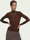 Scotch & Soda Women's Blouse Long Sleeve Turtleneck Brown 159292-3882