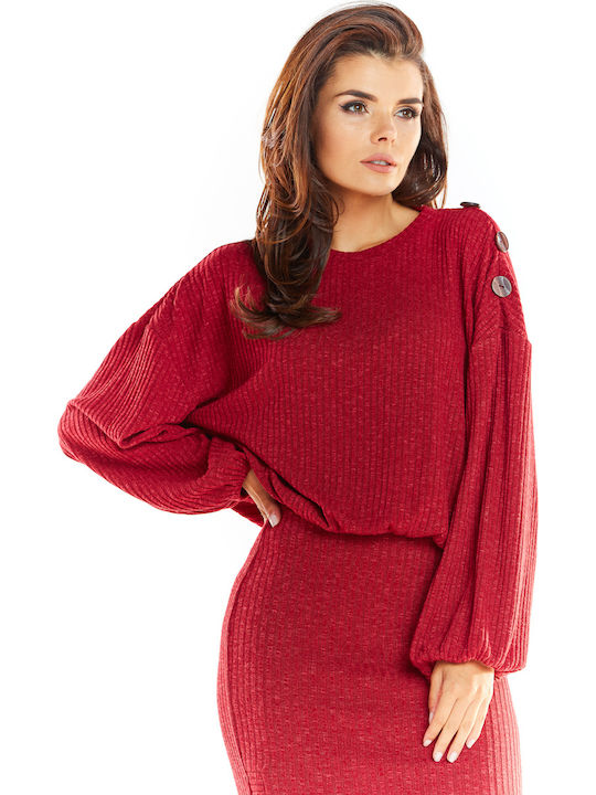 Awama Women's Long Sleeve Sweater Red