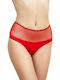 Milena by Paris Cotton High-waisted Women's String with Lace Red