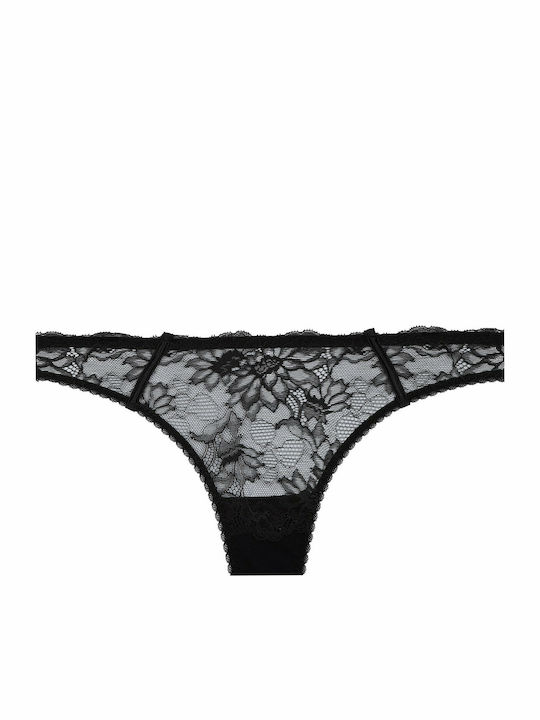 Luna Women's String with Lace Black