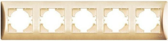 Lineme Switch Frame 5 Positions Horizontal Installation in Gold Color 50-00125-9