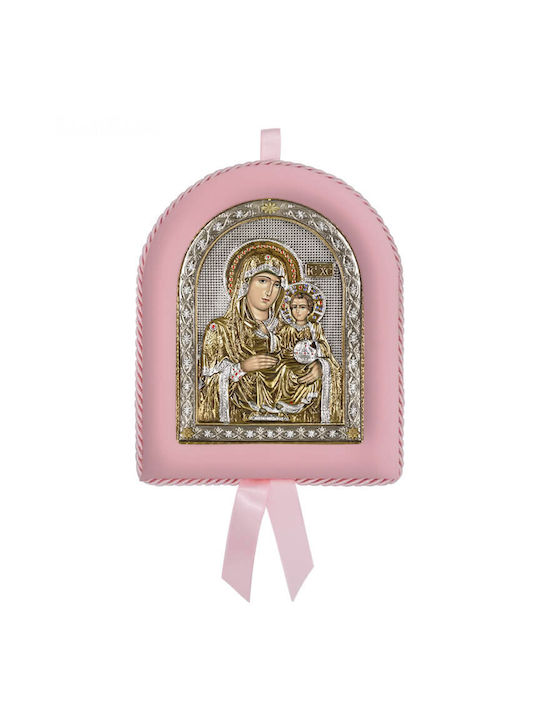 Silberne Ikone für neugeborenes Mädchen Jungfrau Maria von Jerusalem 17x14cm (mit lokaler Vergoldung)