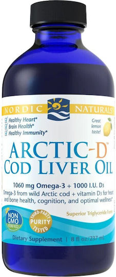 Nordic Naturals Arctic-D Cod Liver Oil 1060mg Omega 3 & 1000IU D3 Cod Liver Oil 1000mg 237ml