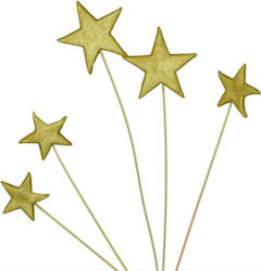 Edible gold sugar paste stars in wire 5pcs.