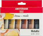 Royal Talens Amsterdam All Acrylics Metallic Acrylic Colours Set 20ml 6pcs