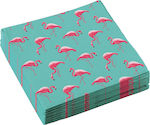 Party Napkins Flamingo Turquoise 33x33cm. 16pcs