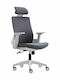 Woodwell BF8900 Bürostuhl Mit Exekutive Funktion Und Einstellbaren Armen Weiß / Mesh Grau