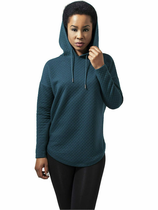 Urban Classics TB1323 Women's Long Hooded Sweatshirt Blue