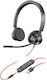 Plantronics Blackwire C3325 Auf dem Ohr Multimedia-Headsets mit Mikrofon und Verbindung 3,5 mm Klinke / USB-A in Schwarz Farbe