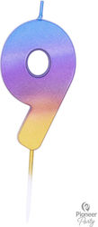 Lumânare de Zi de Naștere Număr "9" Multicolor 015849