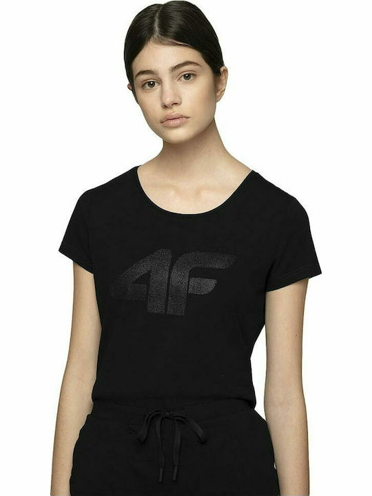 4F Damen Sportlich T-shirt Schwarz