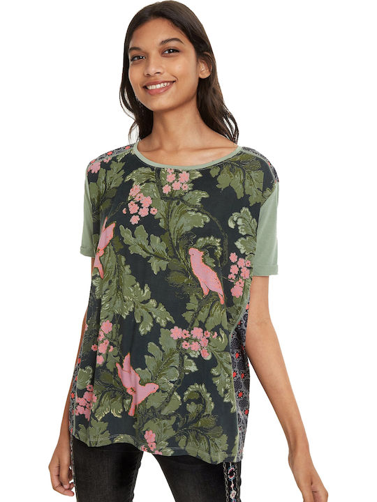 Desigual Willem Damen T-shirt Blumen Mehrfarbig