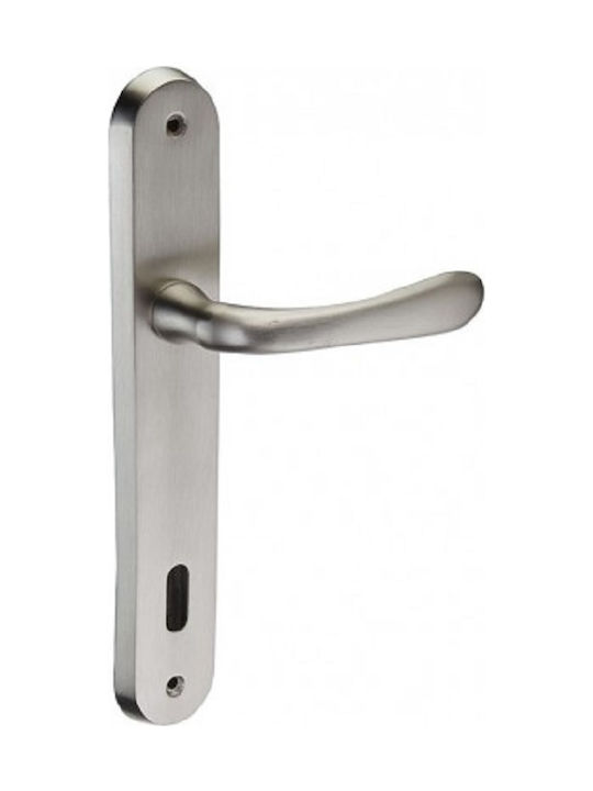 Viobrass Lever Middle Door with Plate 61 61 Pair (Center Distance 75mm) Nickel