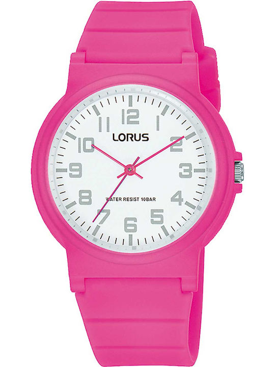 Lorus Kids Analog Watch with Rubber/Plastic Strap Pink