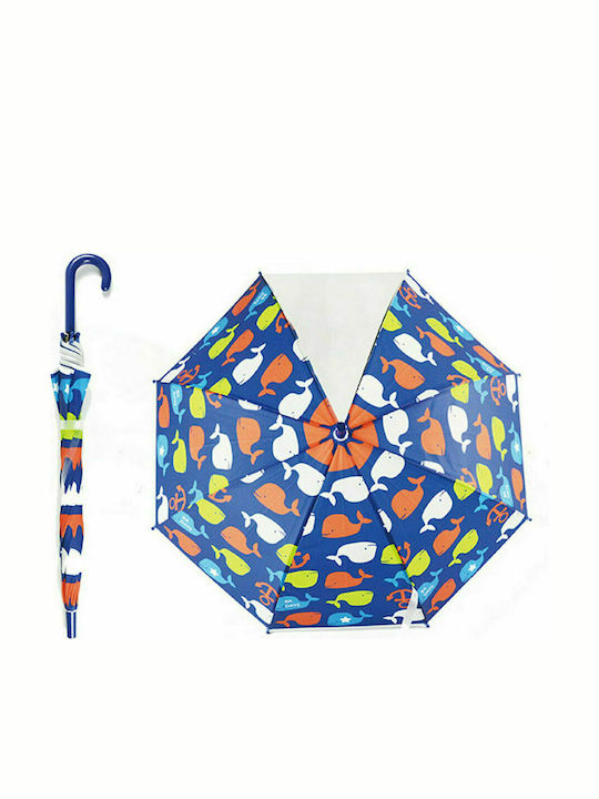 Spacecow Kids Curved Handle Umbrella with Whales with Diameter 48.5cm Blue