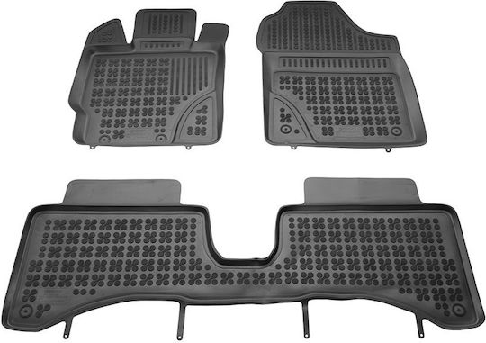 Rezaw Plast Satz Vorder- und Hintermatten Wannenartig 3Stück aus Gummi für Toyota Yaris 2012-2014 Schwarz