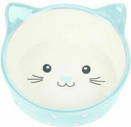 Happypet Polka Cat Keramik Schalen Futter & Wasser für Katze 300ml 15cm in Blau Farbe