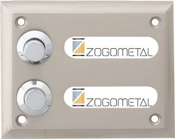 Zogometal 469 Complete Wall Push Bell Button with Frame Silver