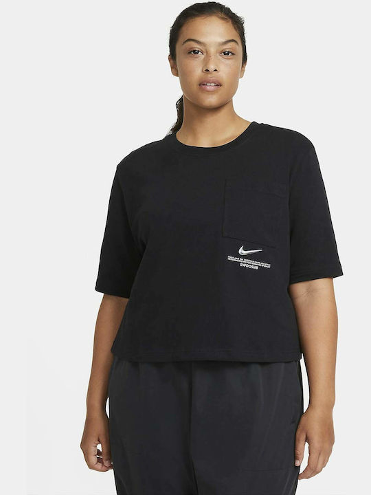 Nike Swoosh Γυναικείο Αθλητικό T-shirt Μαύρο