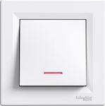 Schneider Electric Asfora Recessed Electrical Lighting Wall Switch with Frame Basic Illuminated White