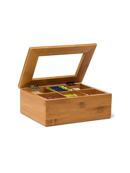 Relaxdays Box for Tea with Lid Wooden Beige 22x9x22cm