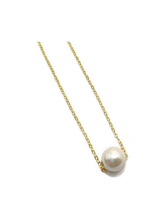 Silver Gold plated necklace with pearl 8mm