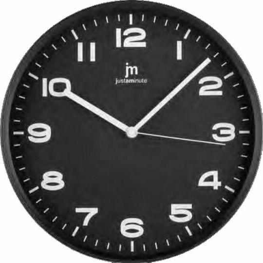 Justaminute Silent Wall Clock Plastic Black Ø29cm