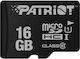 Patriot microSDHC 16GB Klasse 10 U1 Hohe Geschwindigkeit