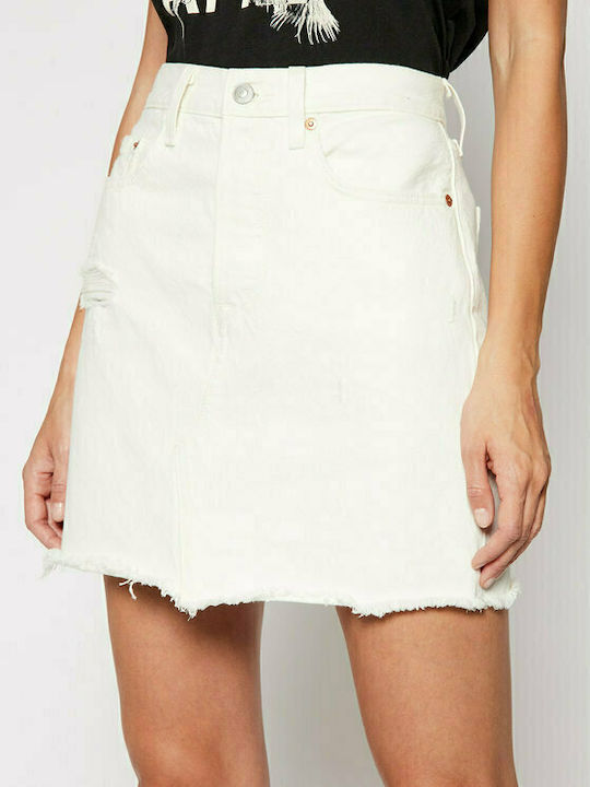Levi's Decon Iconic Τζιν Ψηλόμεση Mini Φούστα σε Λευκό χρώμα