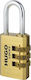 Hugo Locks PB30 Steel Padlock Brass Combination Brass 30mm 1pcs