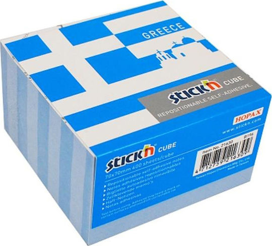 Stick'N Αυτοκόλλητα Χαρτάκια Σημειώσεων σε Κύβο 400 Φύλλων Μπλε 7x7cm
