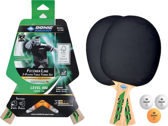 Donic Fetzner Line Level 400 Set Rachete Ping Pong pentru Jucători Începători