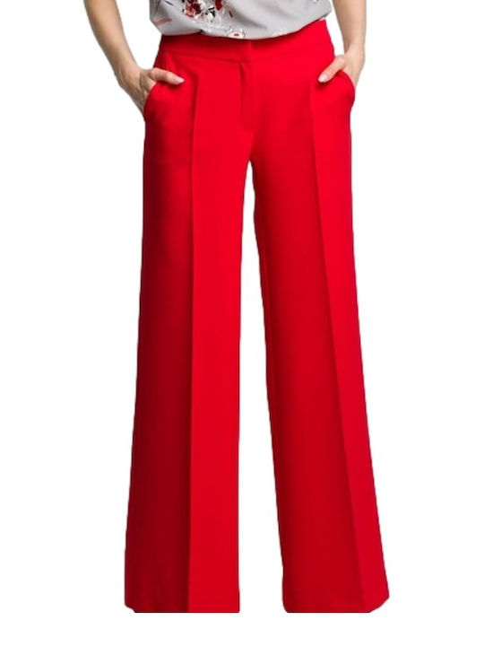 MOE Women's Fabric Trousers in Wide Line Red