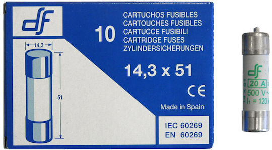 Adeleq Sicherung Zylindrisch Porzellan Fast-Bow 14x51mm 20A (88-12089) 1Stück