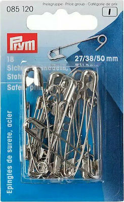 Prym Sewing Safety Pins Διάφορα Μεγέθη Ασημί (27/38/50χιλ) 18τμχ