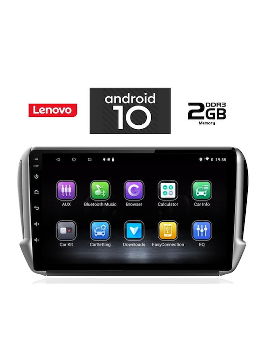 Lenovo Sistem Audio Auto pentru Peugeot 208 / 2008 2012-2019 (Bluetooth/USB/AUX/WiFi/GPS/Partitură) cu Ecran Tactil 10.1"