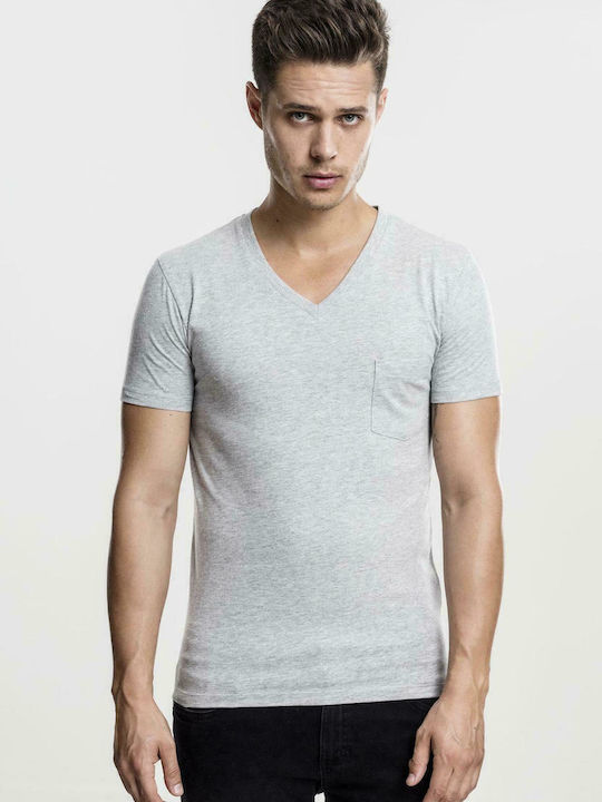 Urban Classics TB497 Men's Short Sleeve T-shirt with V-Neck Gray