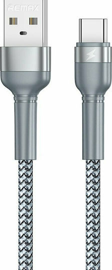 Remax Cablu Braided USB 2.0 USB-C Masculin - USB-A Argintiu 1m