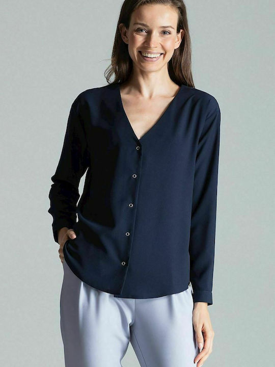 Figl M671 Women's Long Sleeve Shirt Navy Blue 135810